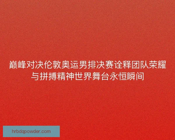 巅峰对决伦敦奥运男排决赛诠释团队荣耀与拼搏精神世界舞台永恒瞬间