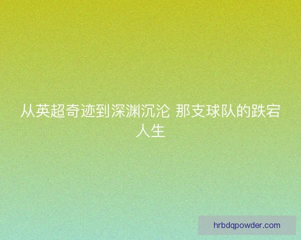 从英超奇迹到深渊沉沦 那支球队的跌宕人生
